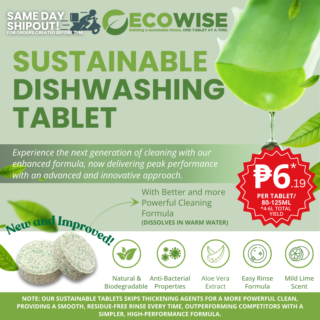 Ecowise Dishwashing Tablets Refill – Lime Scent w/ Aloe Vera(Moisturizer)