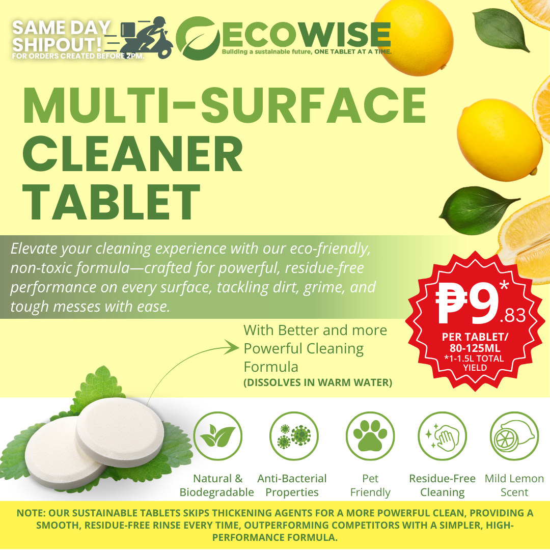 Ecowise Multi-Surface Cleaner Tablets Refill – Lemon Scent | Pet Friendly